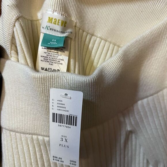 Anthropologie Maeve Skirt Womens Size 3X Desiree Knit Ivory Boho Midi Stretch - Picture 7 of 9